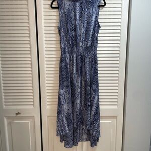 Nanette Lepore High Low Dress Blue Snake Print
